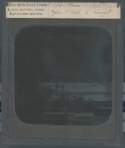 Eglise Saint-Roch, Paris, photo ancienne plaque verre, positif 8,5x10 cm