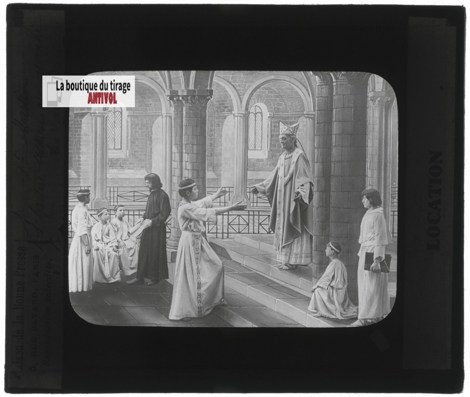 Saint-Martin, photo ancienne plaque verre, noir et blanc, positif 8,5x10 cm