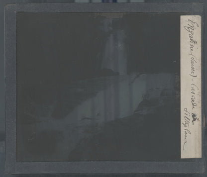 Engadine, cascade, Suisse, photo plaque verre, noir & blanc, positif 8,5x10 cm