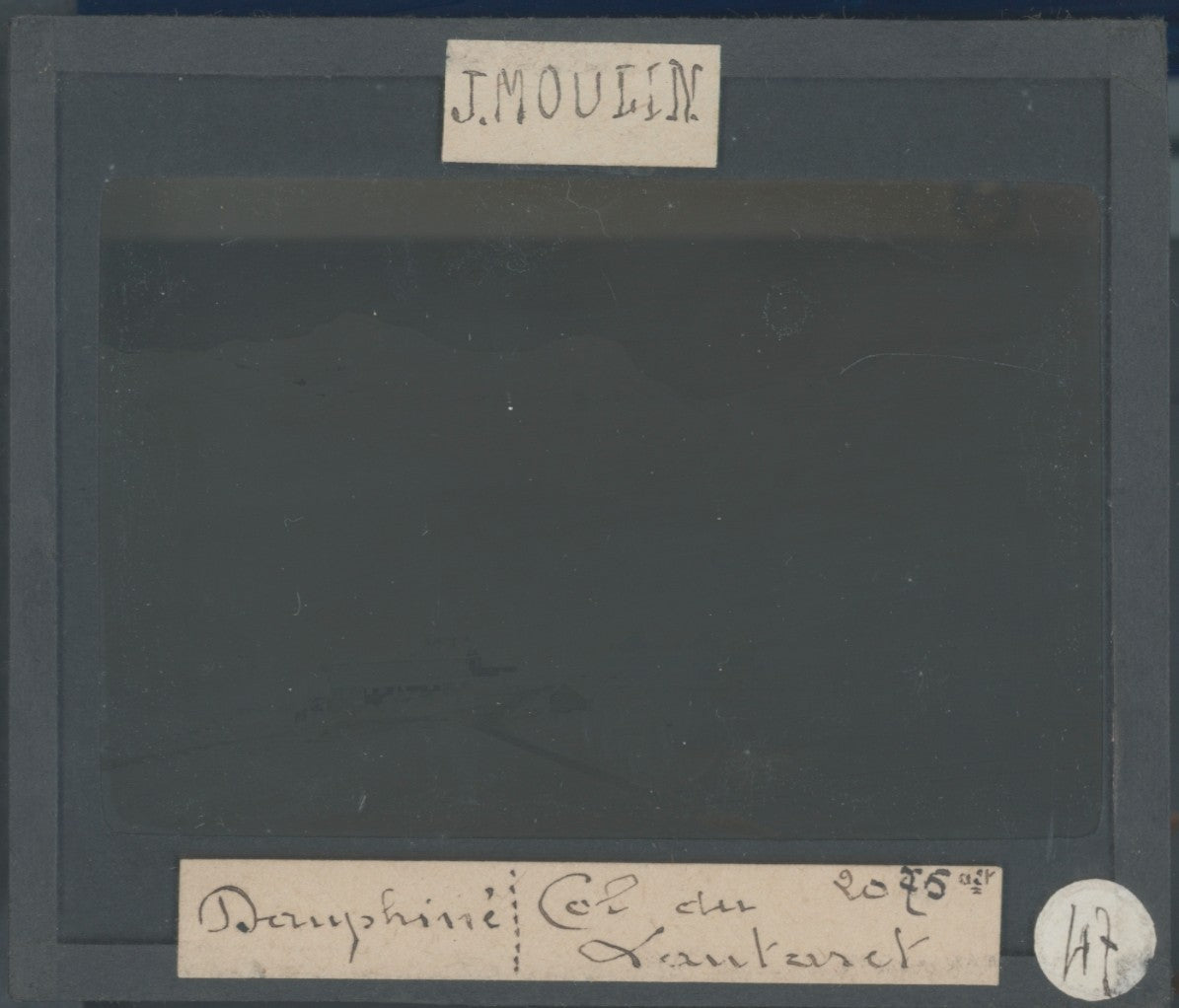 Col du Lautaret, photo J. Moulin, plaque verre, sépia, positif 8,5x10 cm