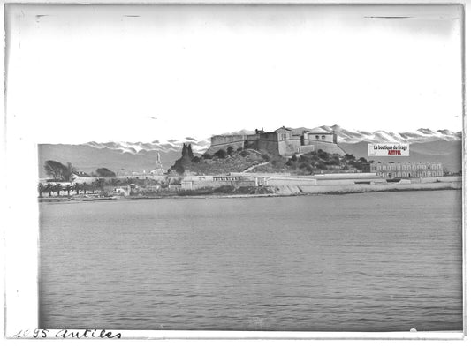 Plaque verre photo ancienne positif noir et blanc 13x18 cm Antibes mer France