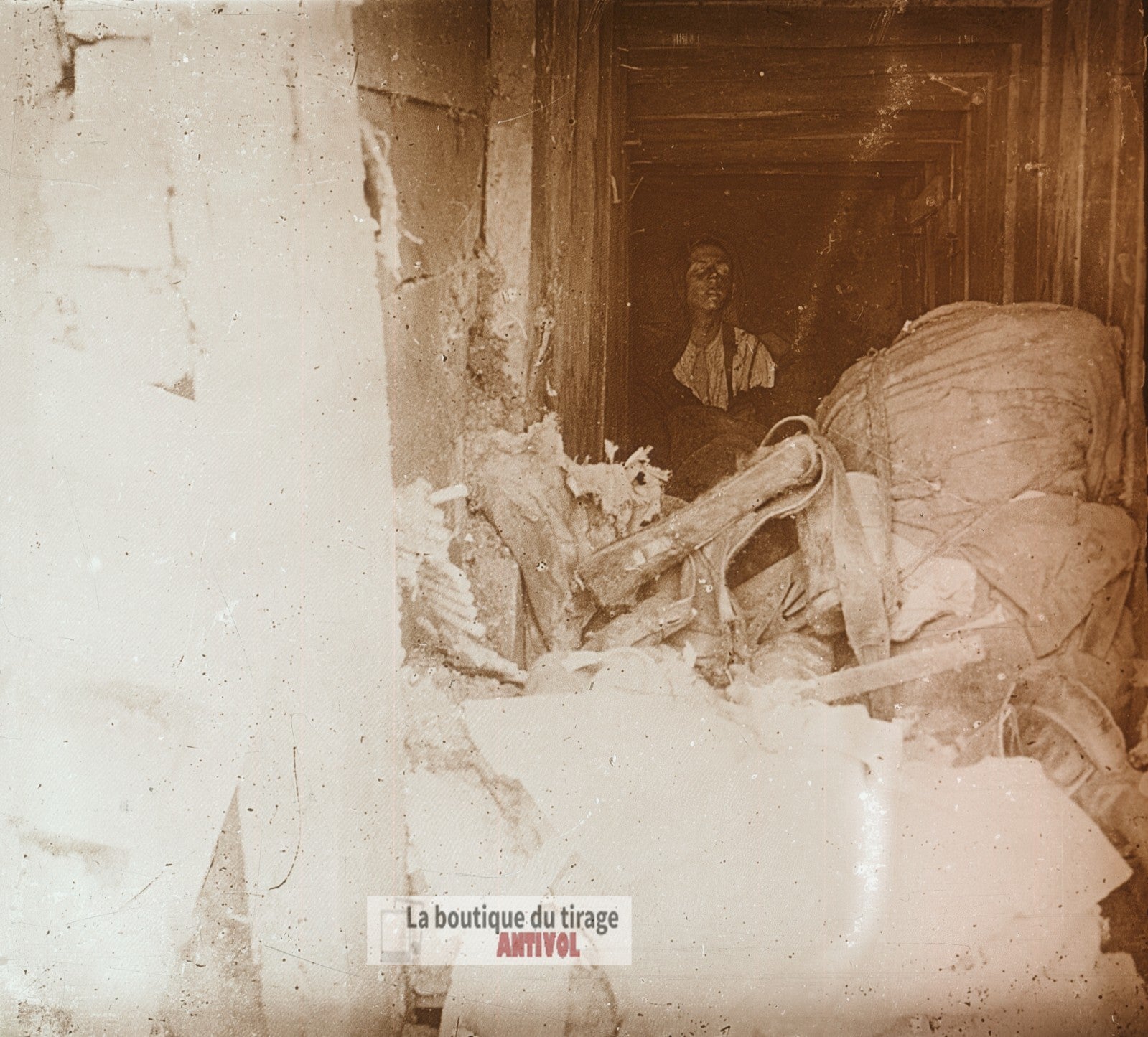 Laffaux, Allemands tués, guerre WW1, plaque verre photo ancienne stéréo 6x13 cm