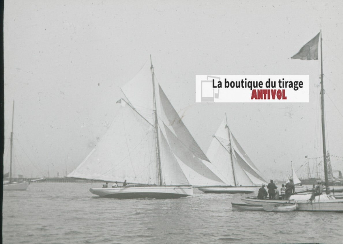 Yokohama, Japon, bateaux, photo plaque verre, noir & blanc, positif 8,5x10 cm