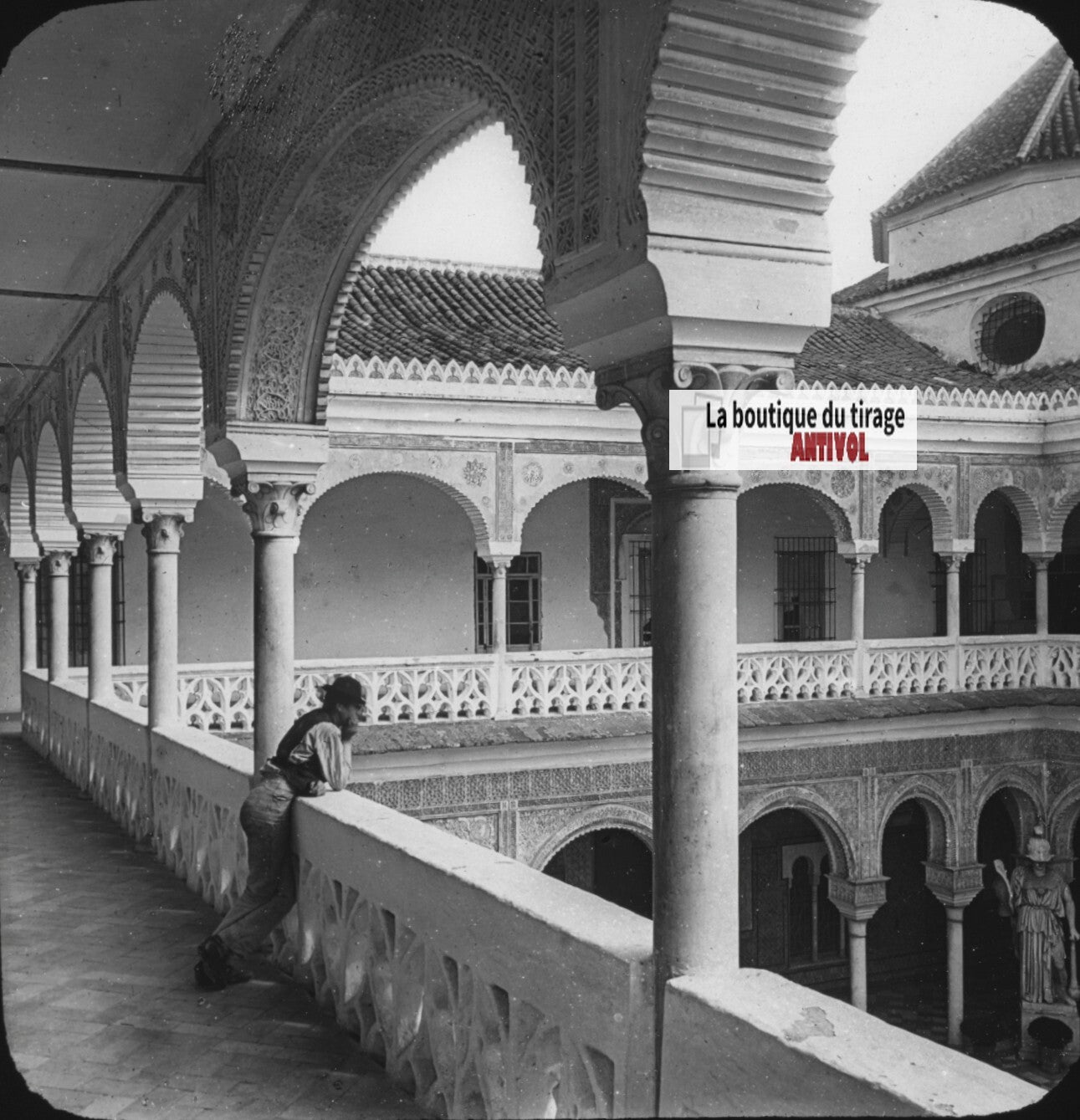 Casa de Pilatos, Séville, Espagne, photo plaque de verre, positif 8,5x10 cm