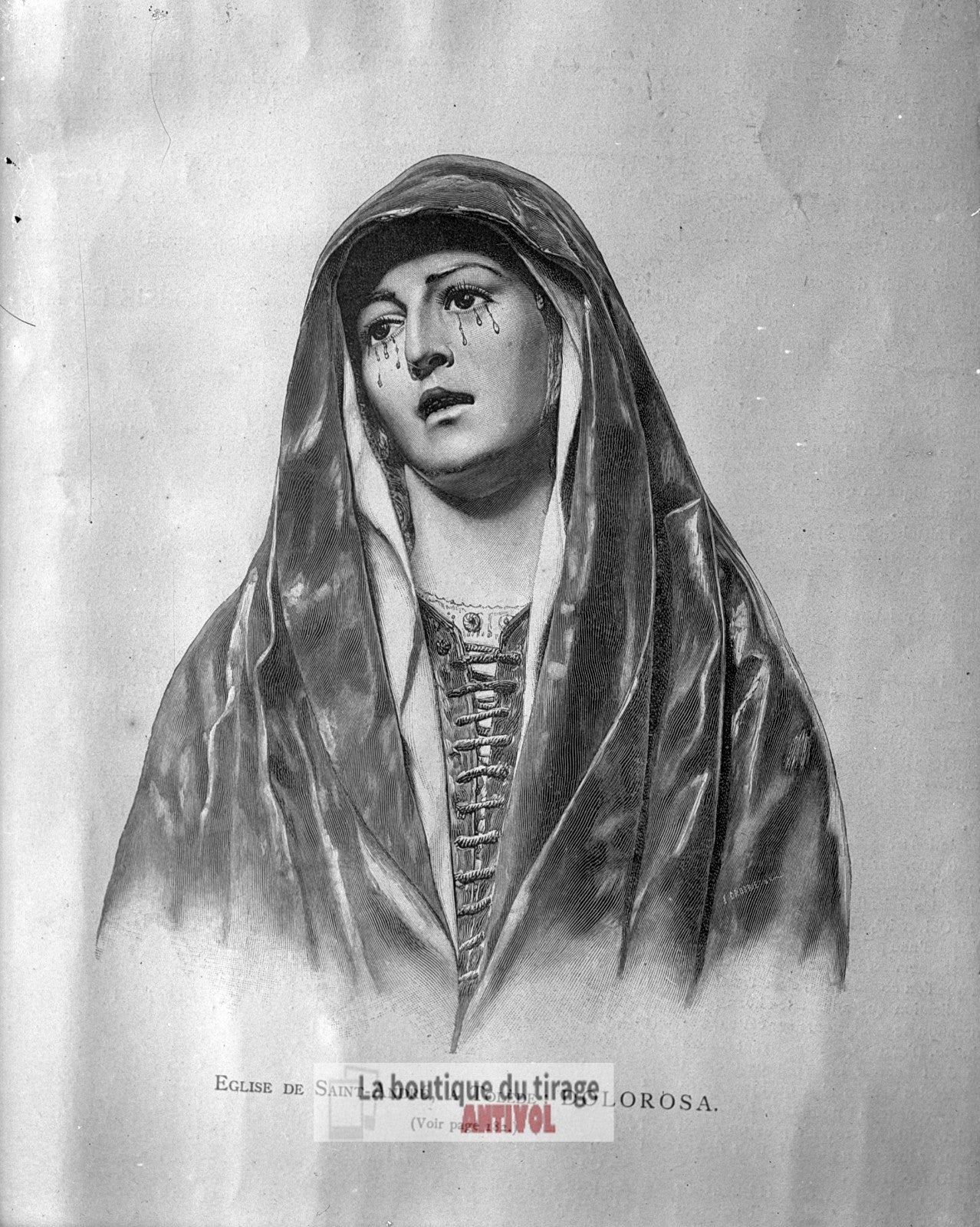 Dolorosa, Tolède, Espagne, plaque verre, photo ancienne, négatif 9x12 cm