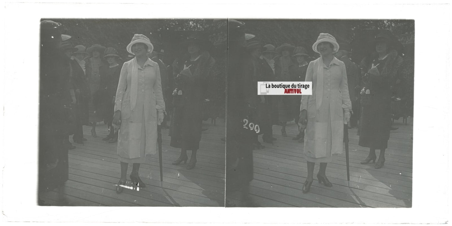 Hippodrome de Longchamp, Paris, plaque verre stéréoscopique, positif 8,5x17 cm