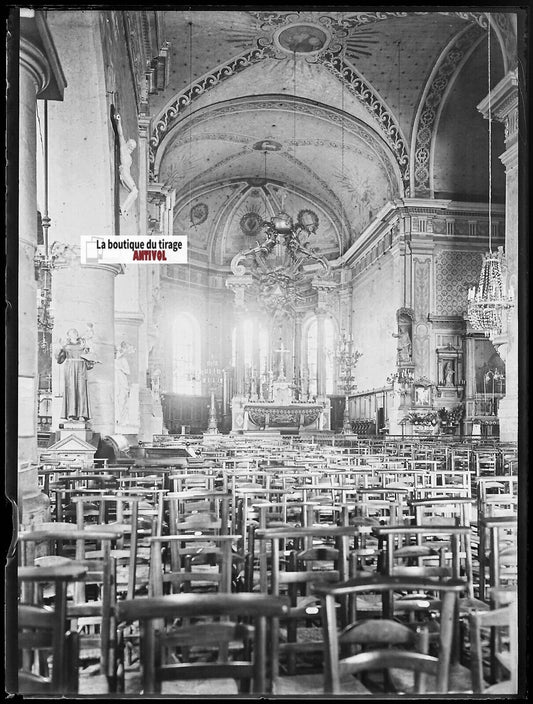 Rennes, église Saint-Etienne, Plaque verre photo, négatif noir & blanc 9x12 cm