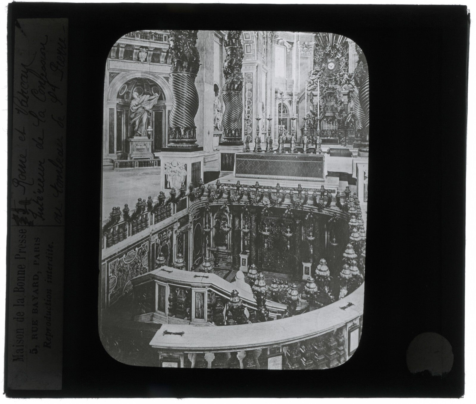 Tombeau de Saint-Pierre, Rome, photo ancienne plaque verre, positif 8,5x10 cm