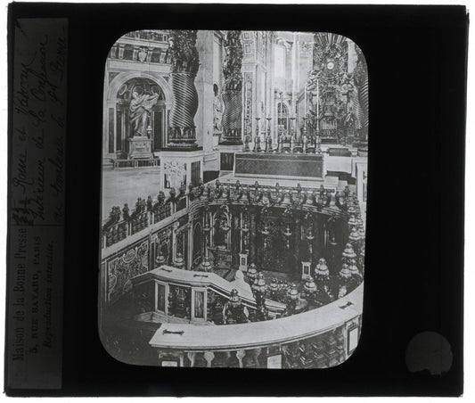 Tombeau de Saint-Pierre, Rome, photo ancienne plaque verre, positif 8,5x10 cm
