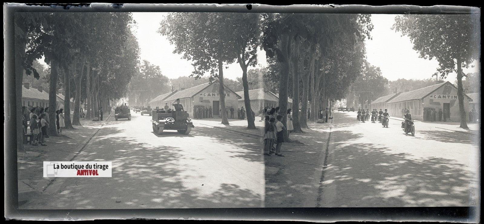 Camp du Ruchard, motos, plaque verre, photo ancienne, négatif N&B 6x13 cm
