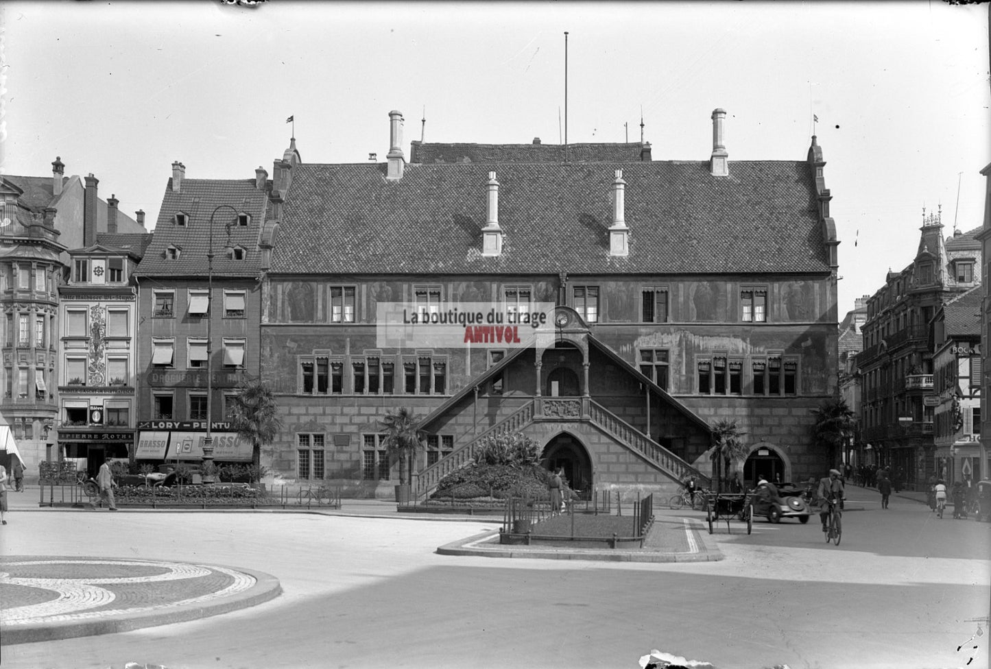 Mulhouse, voiture, tramway, photos plaque de verre, lot de 5 négatifs 10x15 cm