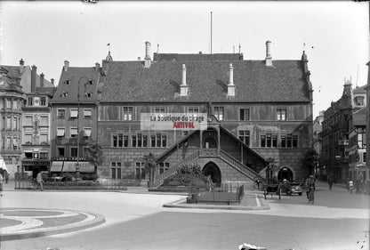 Mulhouse, voiture, tramway, photos plaque de verre, lot de 5 négatifs 10x15 cm