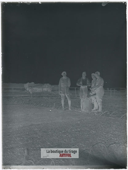 Militaires, soldats, guerre, plaque verre, photo ancienne, négatif 9x12 cm