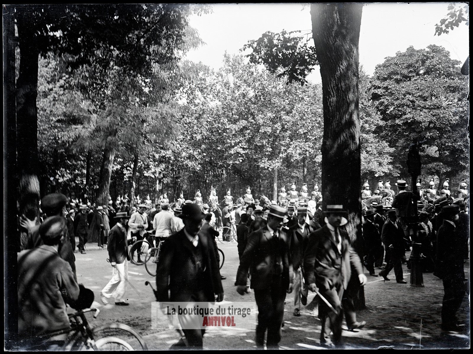 Défilé militaire, France Paris, plaque verre, photo ancienne, négatif 9x12 cm