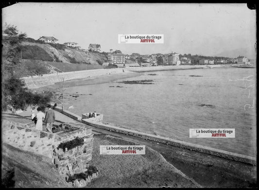 Plaque verre photo ancienne négatif noir et blanc 13x18 cm Saint Jean De Luz