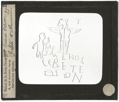 Graffiti d'Alexamenos, Rome et Vatican, photo plaque de verre, positif 8,5x10 cm