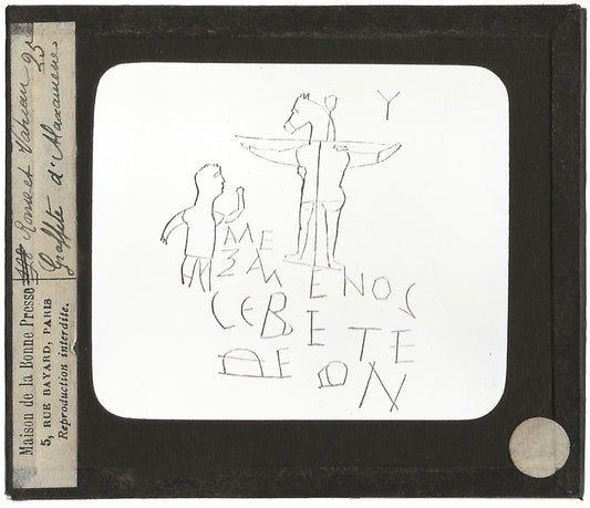 Graffiti d'Alexamenos, Rome et Vatican, photo plaque de verre, positif 8,5x10 cm