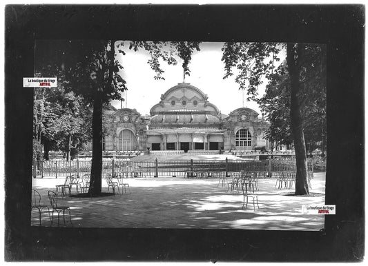 Plaque verre photo ancienne positif noir et blanc 13x18 cm Vichy Casino France