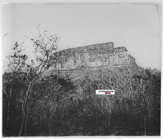 Paysage, Soudan Mali, Plaque verre photo ancienne, positif noir et blanc 8x10 cm