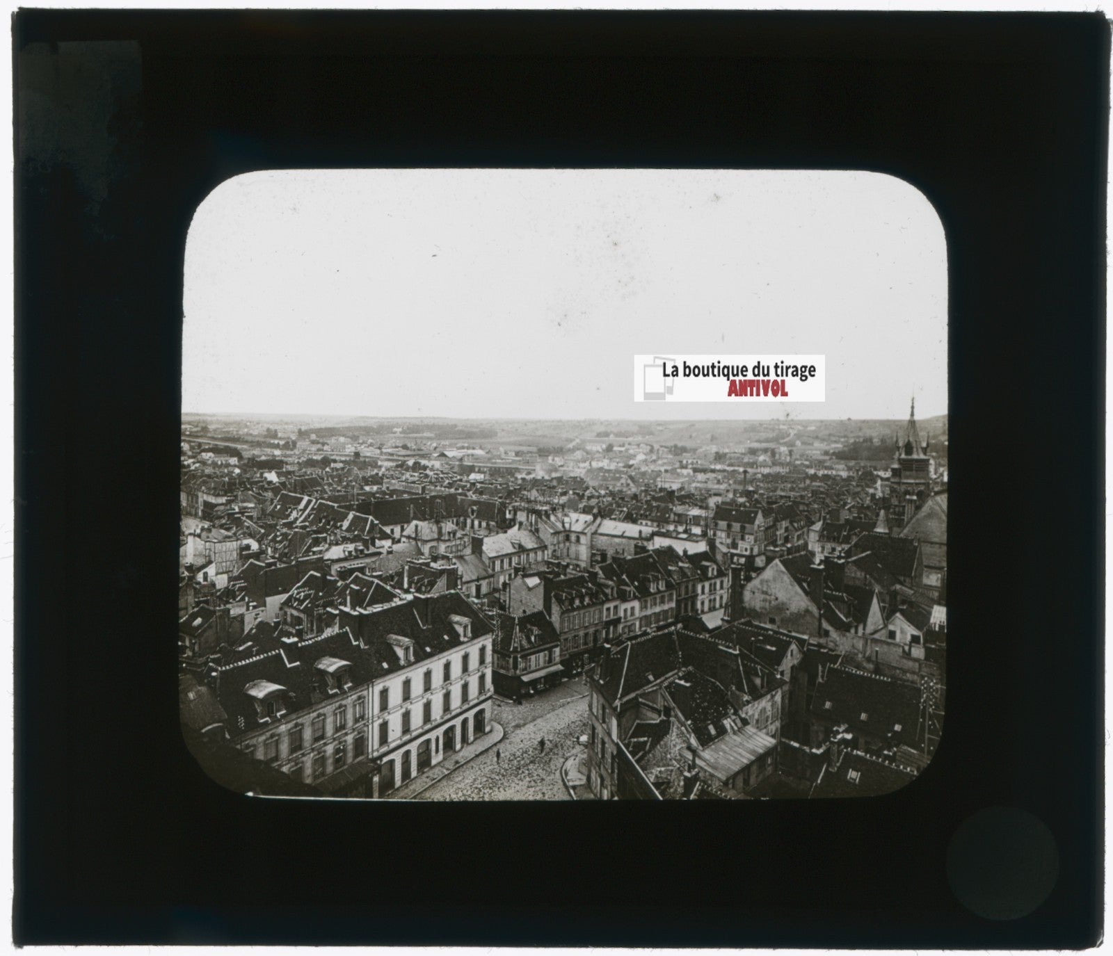 Rouen, ville, architecture, photo plaque verre, noir & blanc, positif 8,5x10 cm