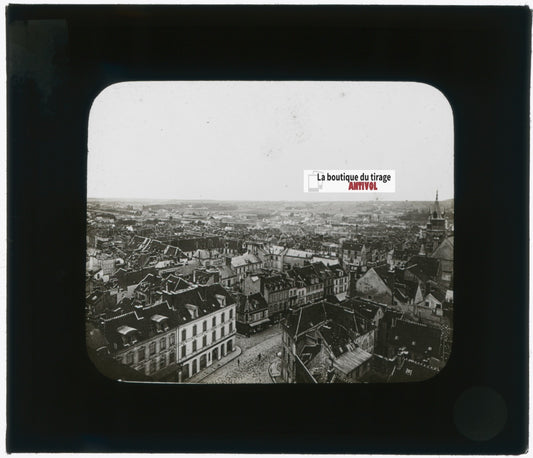 Rouen, ville, architecture, photo plaque verre, noir & blanc, positif 8,5x10 cm