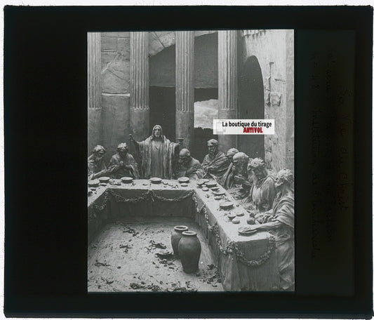 L’Institution de l’Eucharistie, photo plaque verre, noir & blanc, 8,5x10 cm