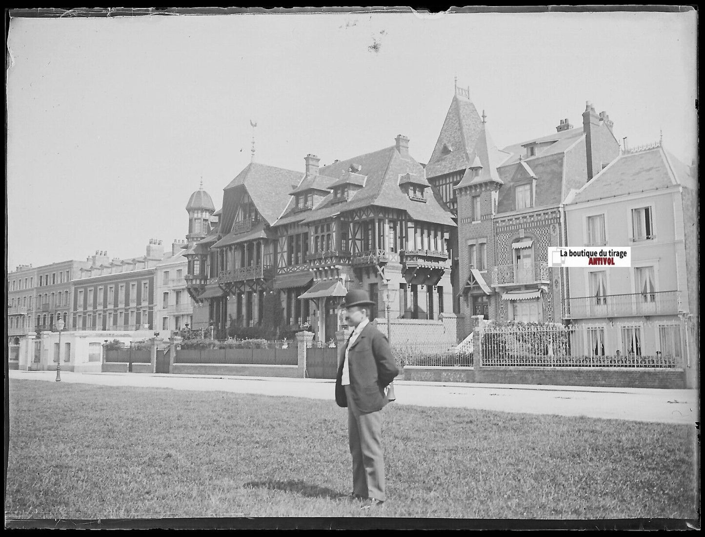 Dieppe, villa Normande, France, Plaque verre photo, négatif noir & blanc 9x12 cm