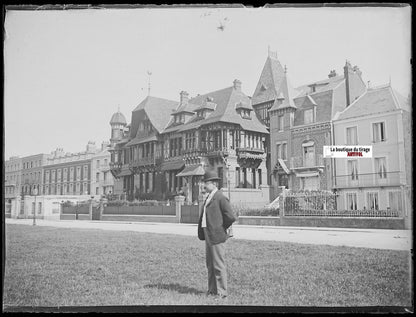 Dieppe, villa Normande, France, Plaque verre photo, négatif noir & blanc 9x12 cm