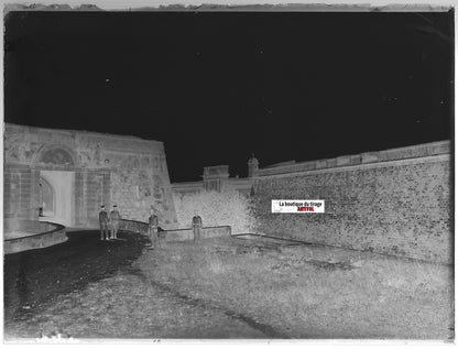 Château Sant Ferran, Figueres, Plaque verre photo, négatif noir & blanc 9x12 cm
