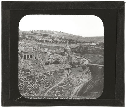 Tombeau d'Absalom, Jérusalem, photo ancienne, plaque de verre, positif 8,5x10 cm