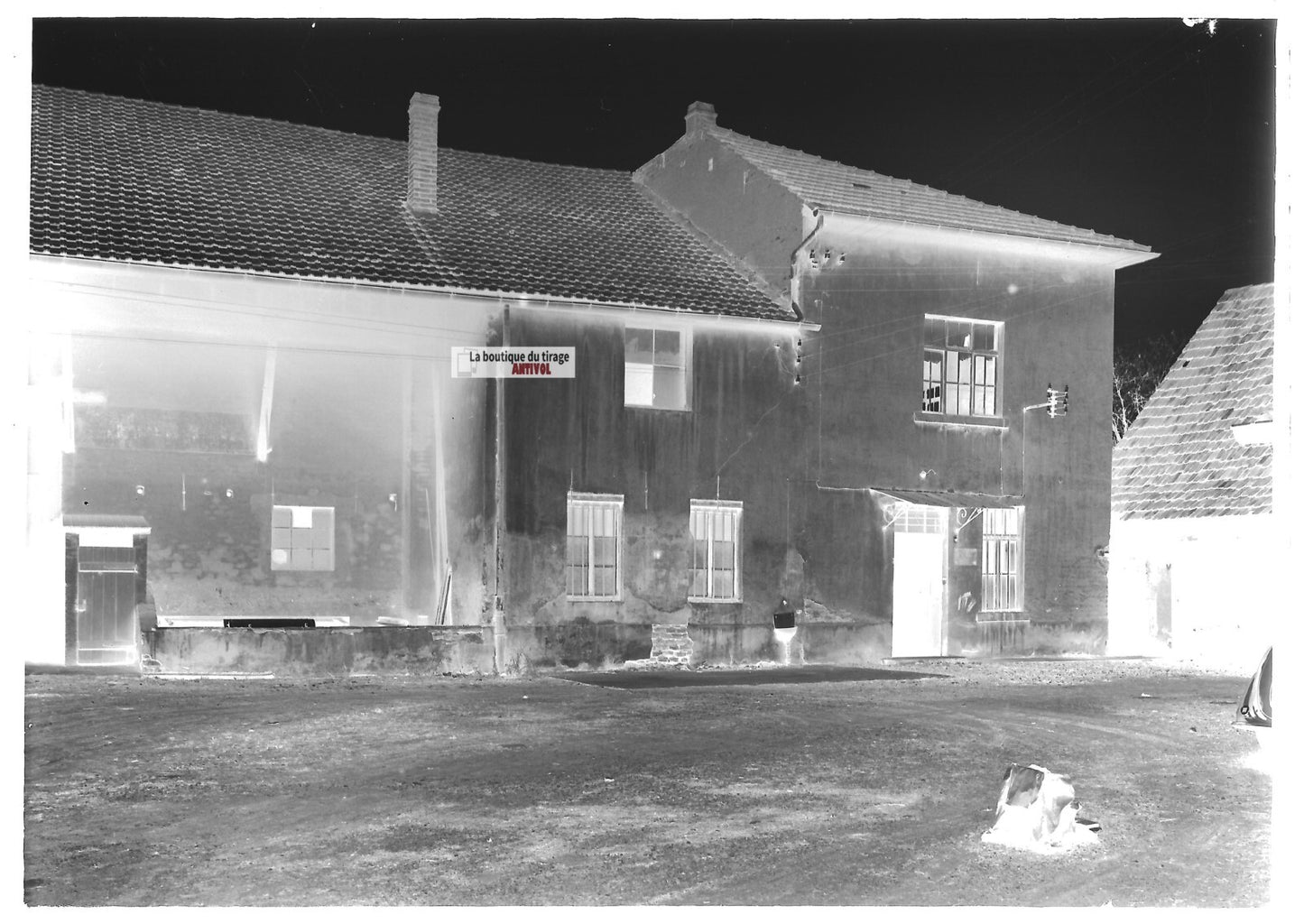 Plaque verre photo ancienne négatif noir et blanc 13x18 cm entreprise France