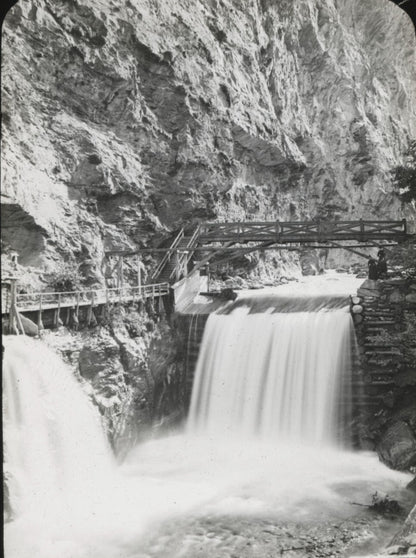 Gorges de la Tamina, Suisse, photo ancienne plaque verre, positif 8,5x10 cm