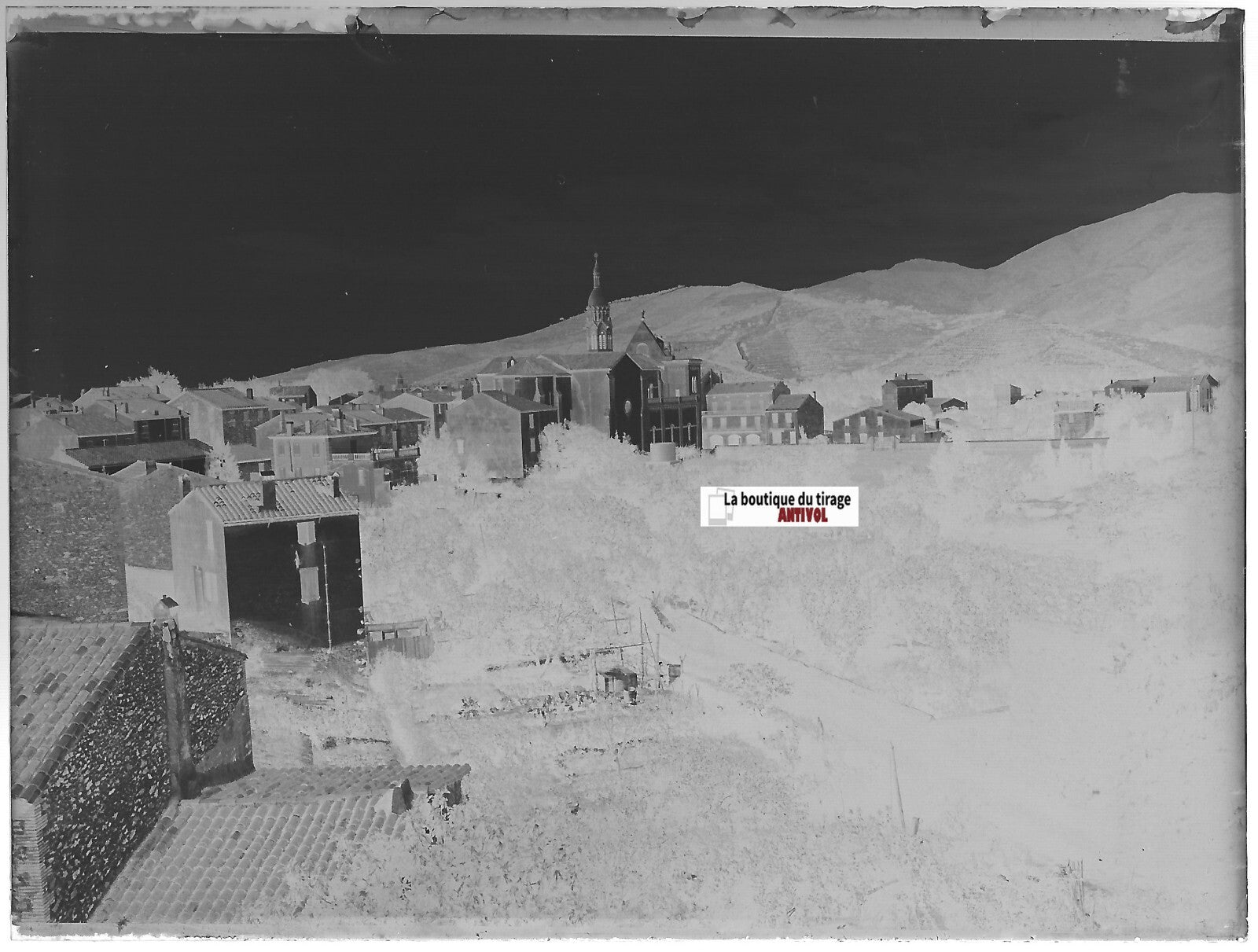 Banyuls-sur-Mer, Plaque verre photo ancienne, négatif noir & blanc 9x12 cm