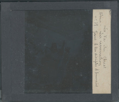 Jésus et les disciples d’Emmaüs, photo plaque verre, noir & blanc, 8,5x10 cm