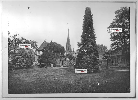 Plaque verre photo ancienne positif noir et blanc 13x18 cm Mulhouse enfants