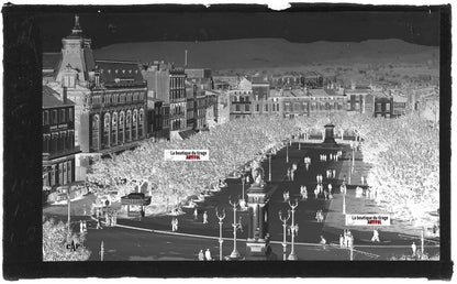 Plaque verre, photo négatif noir & blanc 9x14 cm, Clermont-Ferrand, place Jaude