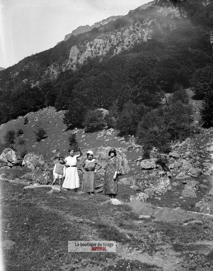 Vélo promenade, Pyrénées, photos vintage plaque verre, lot de 10 négatifs 6x9 cm