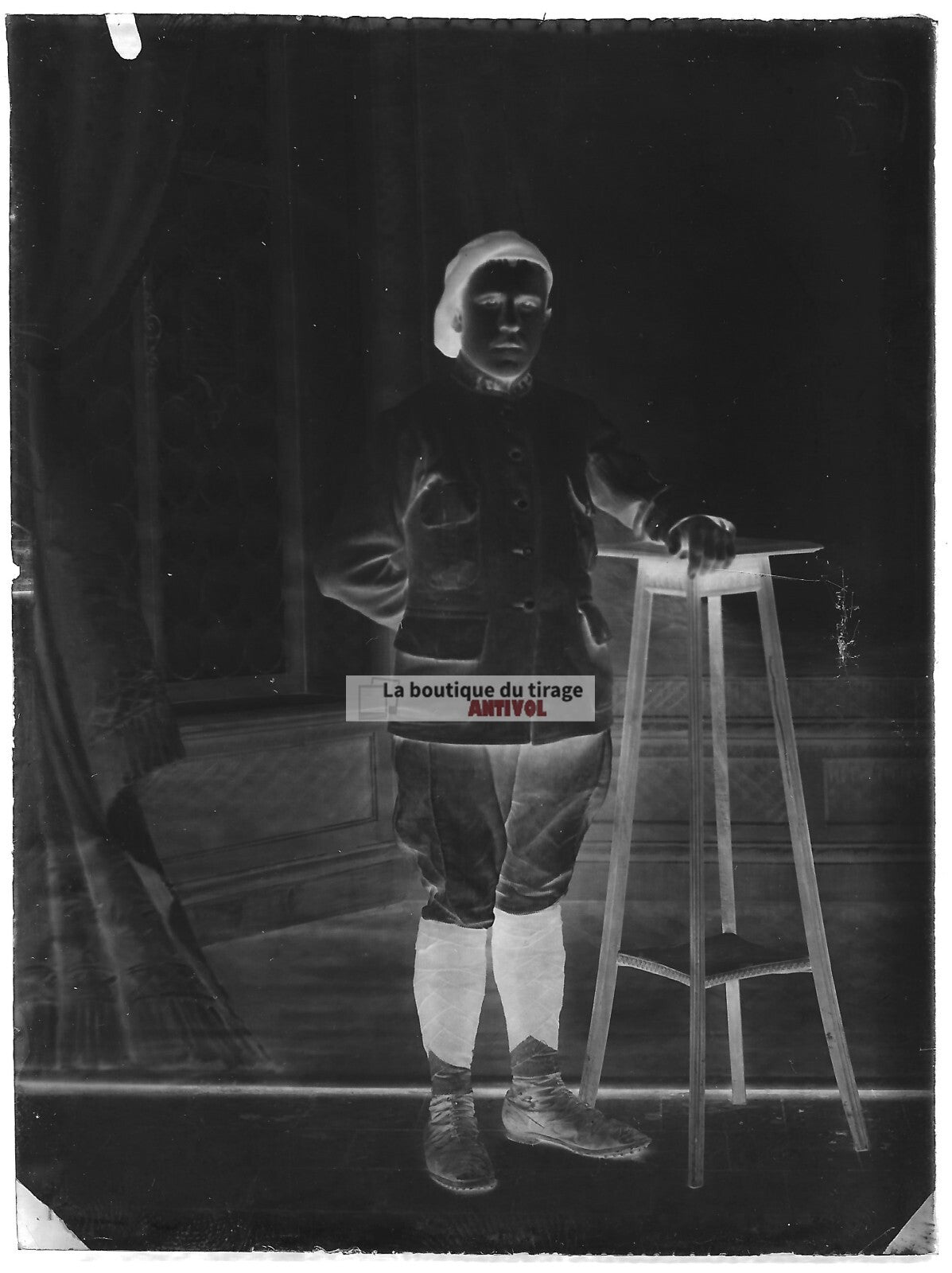 Plaque verre photo ancienne négatif noir et blanc 9x12 cm soldat militaire