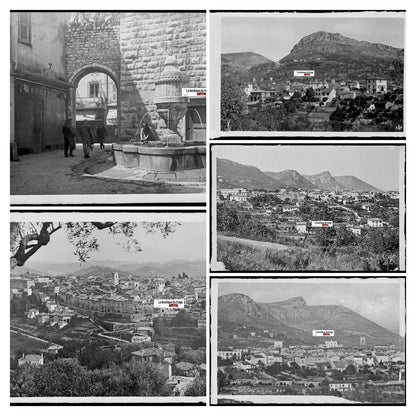 Vence, France Provence, photos anciennes plaque verre, lot de 5 négatifs 9x14 cm