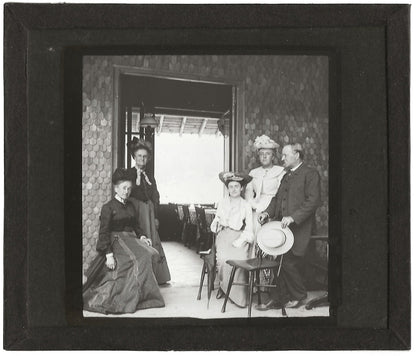 Famille, femmes, France, photo ancienne plaque de verre, positif 8,5x10 cm