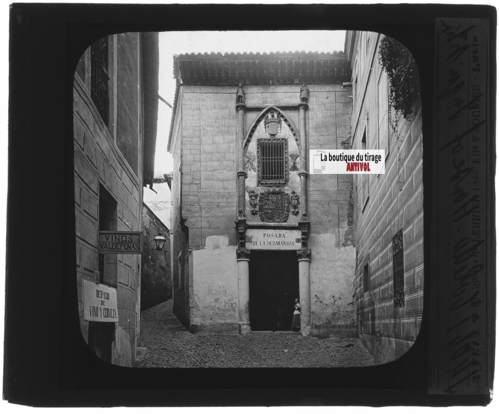 Posada de la Hermandad, Tolède, photo plaque de verre, positif 8,5x10 cm