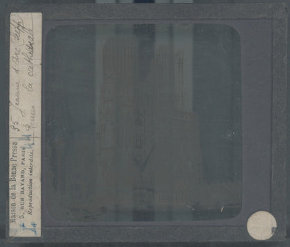 Cathédrale de Reims 1914, photo plaque verre, noir & blanc, positif 8,5x10 cm