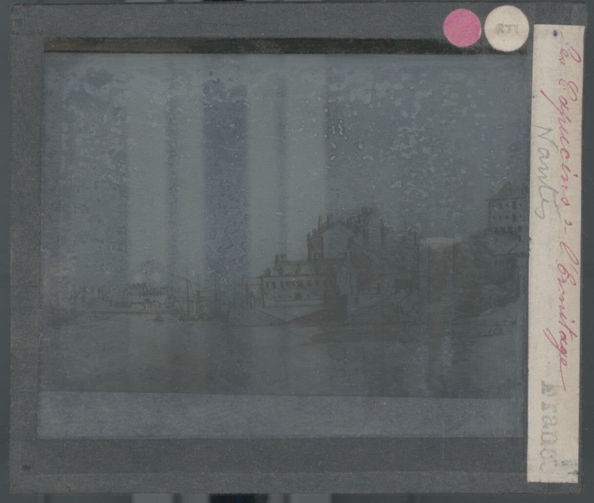 Ermitage Capucins Nantes, dessin, plaque verre, noir & blanc, positif 8,5x10 cm