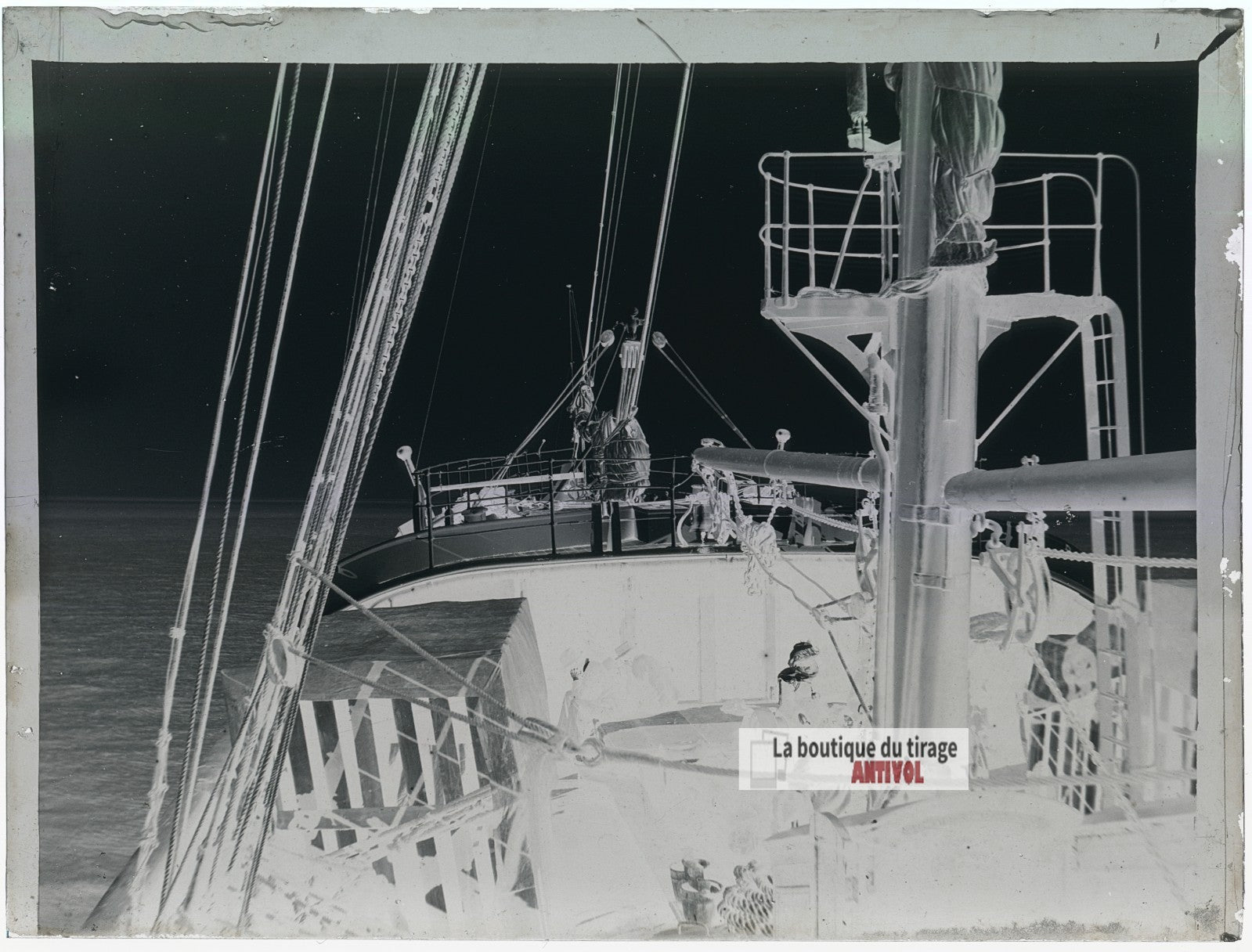 Algérie, Alger, bateau mer, plaque verre photo ancienne, négatif 9x12 cm