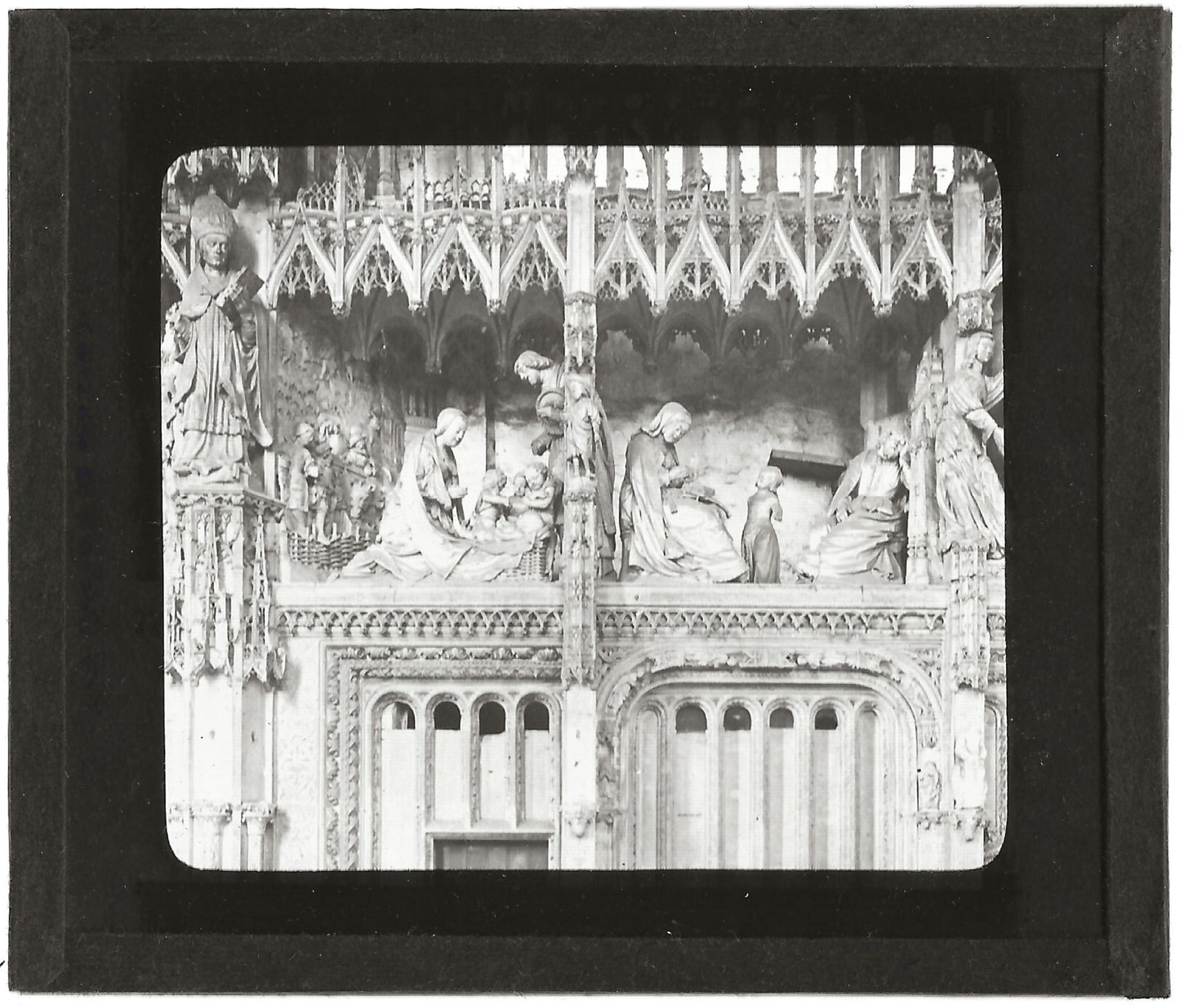 Chartres, tour du Choeur, photo ancienne plaque verre, positif 8,5x10 cm