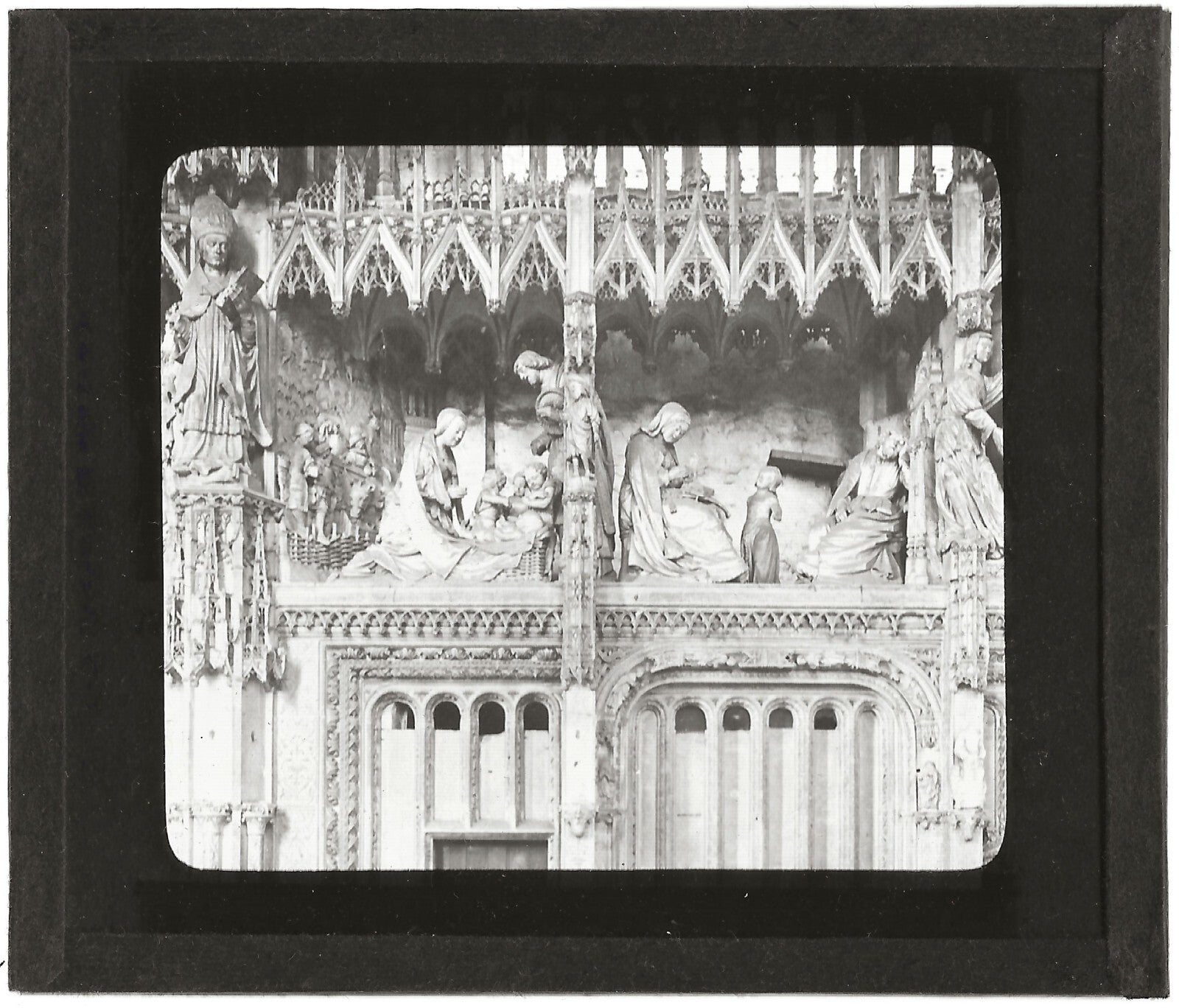 Chartres, tour du Choeur, photo ancienne plaque verre, positif 8,5x10 cm