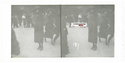 Hippodrome de Longchamp, Paris, stéréoscopie plaque verre, positif 8,5x17 cm