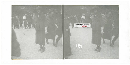 Hippodrome de Longchamp, Paris, stéréoscopie plaque verre, positif 8,5x17 cm