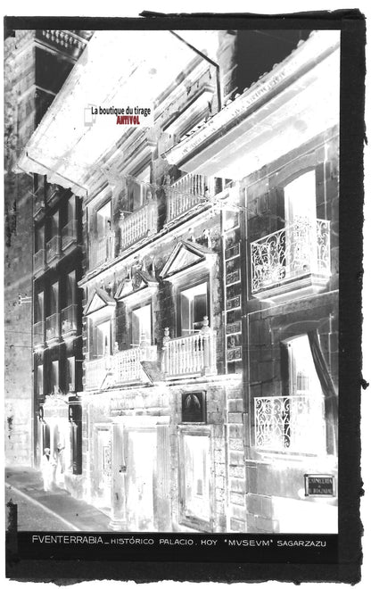 Plaque verre photo vintage négatif noir & blanc 9x14 cm Fuenterrabia palace