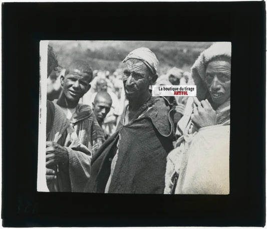 Portrait, Peuple, Maghreb, photo ancienne plaque verre, positif 8,5x10 cm